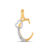 C Letter Initial with Heart 10K Yellow Gold & Diamond Pendant